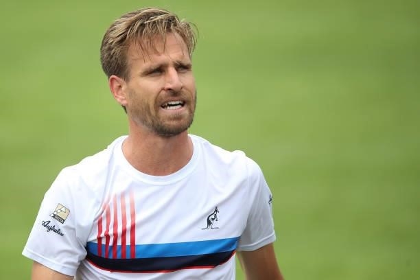 Peter Gojowczyk of Germany looks on during day 2 of the MercedesCup at Tennisclub Weissenhof on June 08, 2021 in Stuttgart, Germany.