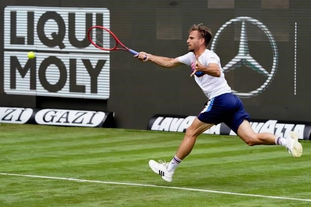 Peter Gojowczyk of Germany competes during day 2 of the MercedesCup at Tennisclub Weissenhof on June 08, 2021 in Stuttgart, Germany.