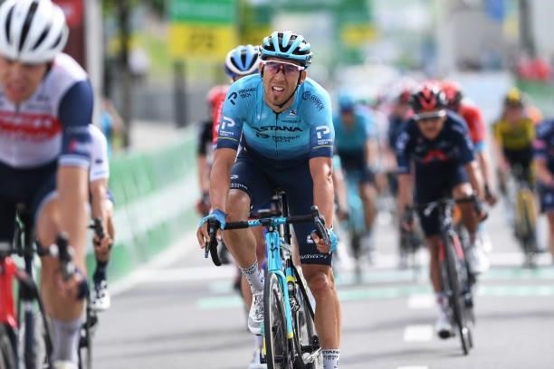 Omar Fraile Matarranz of Spain and Team Astana – Premier Tech at arrival during the 84th Tour de Suisse 2021, Stage 3 a 185km stage from Lachen to...