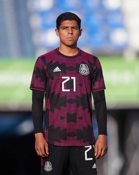 Víctor Andrés Guzmán Olmedo of Mexico looks on prior to a International Friendly Match between Mexico and Saudi Arabia on June 08, 2021 in Marbella,...