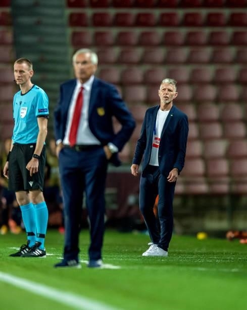 Head coach Jaroslav Silhavy of the Czech Republic reacts during the international friendly match between the Czech Republic and Albania at Generali...
