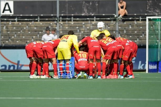 Spain team during the Euro Hockey Championships match between Spanje and Engeland at Wagener Stadion on June 8, 2021 in Amstelveen, Netherlands