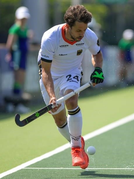 Benedikt Furk of Germany during the Euro Hockey Championships match between France and Germany at Wagener Stadion on June 8, 2021 in Amstelveen,...