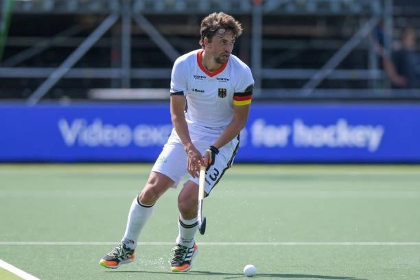 Tobias Hauke of Germany during the Euro Hockey Championships match between France and Germany at Wagener Stadion on June 8, 2021 in Amstelveen,...
