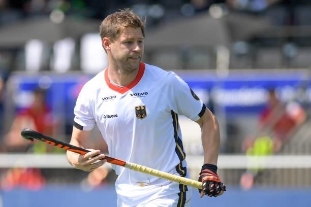Martin Haner of Germany during the Euro Hockey Championships match between France and Germany at Wagener Stadion on June 8, 2021 in Amstelveen,...