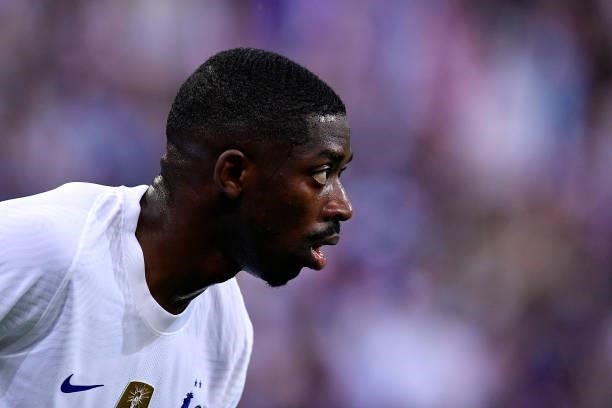 Ousmane Dembele of France looks on during the international friendly match between France and Bulgaria at Stade de France on June 08, 2021 in Paris,...