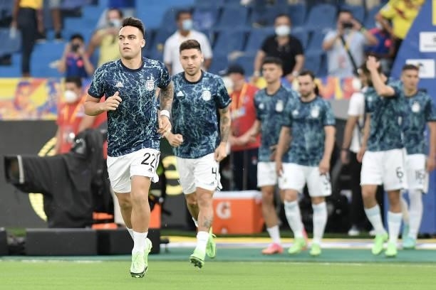 Lautaro Martinez of Argentina walks onto the field before a match between Colombia and Argentina as part of South American Qualifiers for Qatar 2022...
