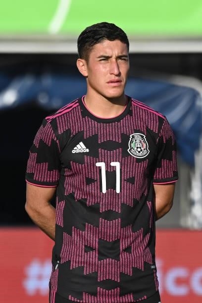 Alejandro Zendejas of Mexico lines up prior the international friendly match between Mexico U23 and Saudi Arabia U23 at Estadio Municipal de Marbella...