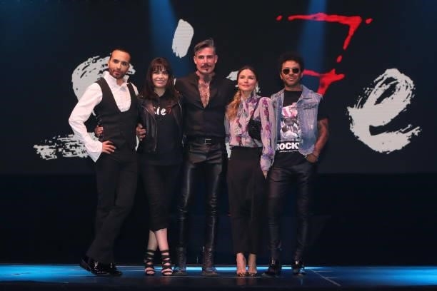 Héctor 'Apio' Quijano, Lisset, Adrián Cué, Issabela Camil and Kalimba poses for photos during a press conference at Pepsi Center WTC on June 8, 2021...