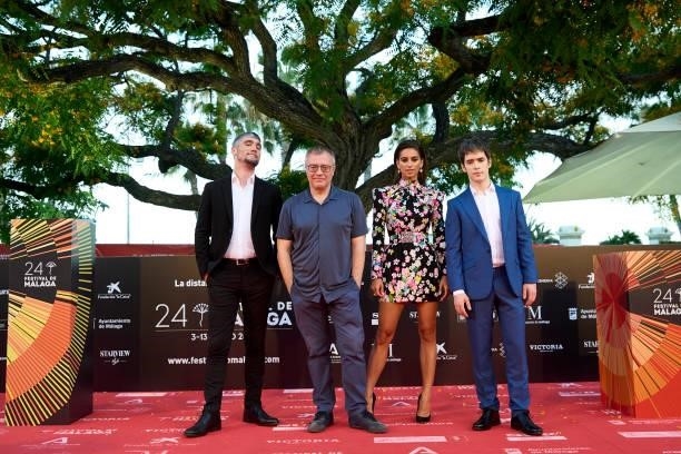 Chechu Salgado, Daniel Monzon, Begoña Vargas and Marcos Ruiz attend '15 Horas' premiere during the 24th Malaga Film Festival at the Miramar Hotel on...