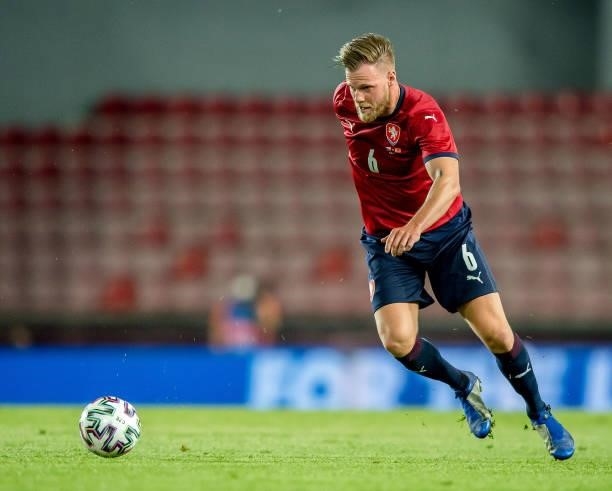 Tomas Kalas of the Czech Republic in action during the international friendly match between the Czech Republic and Albania at Generali Arena on June...