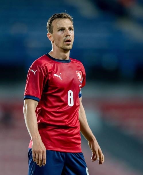 Vladimir Darida of the Czech Republic reacts during the international friendly match between the Czech Republic and Albania at Generali Arena on June...