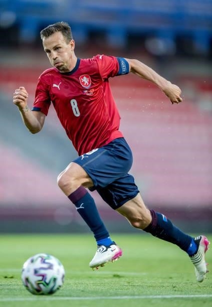 Vladimir Darida of the Czech Republic in action during the international friendly match between the Czech Republic and Albania at Generali Arena on...