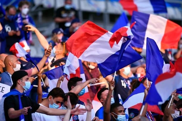 Fans were allowed in the stadium during the international friendly match between France and Bulgaria at Stade de France on June 08, 2021 in Paris,...