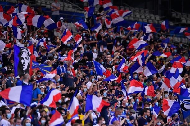 Fans were allowed in the stadium during the international friendly match between France and Bulgaria at Stade de France on June 08, 2021 in Paris,...