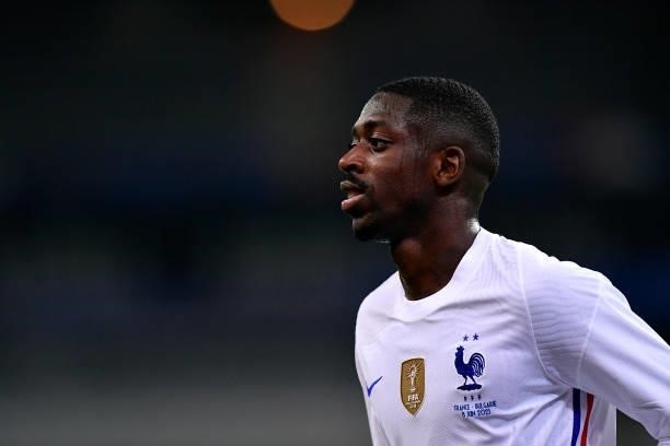 Ousmane Dembele of France looks on during the international friendly match between France and Bulgaria at Stade de France on June 08, 2021 in Paris,...