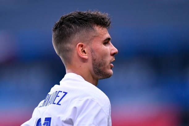 Lucas Hernandez of France looks on during the international friendly match between France and Bulgaria at Stade de France on June 08, 2021 in Paris,...