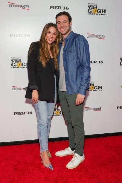 Lara Kay and Max Blum attend the Immersive Van Gogh Opening Night at Pier 36 on June 08, 2021 in New York City.