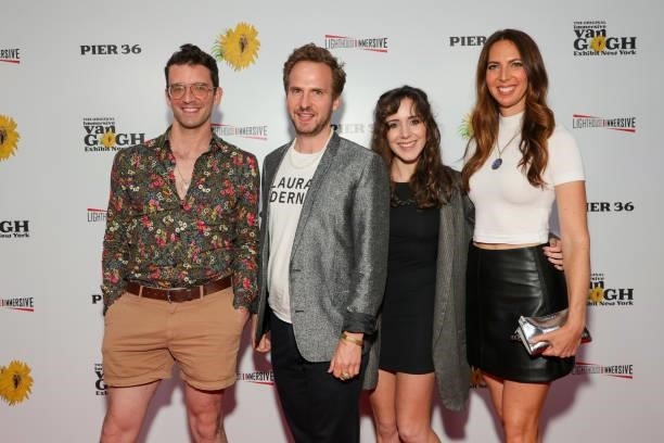 Michael Urie, Ryan Spahn, Talene Monahon and Mallory Portnow attend the Immersive Van Gogh Opening Night at Pier 36 on June 08, 2021 in New York City.