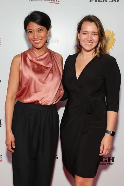 Bianca Kuijper and Sophie van Doornmalen attend the Immersive Van Gogh Opening Night at Pier 36 on June 08, 2021 in New York City.