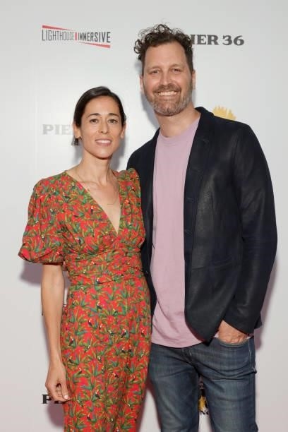 Victoria Wellman and Nathan Phillips attend the Immersive Van Gogh Opening Night at Pier 36 on June 08, 2021 in New York City.