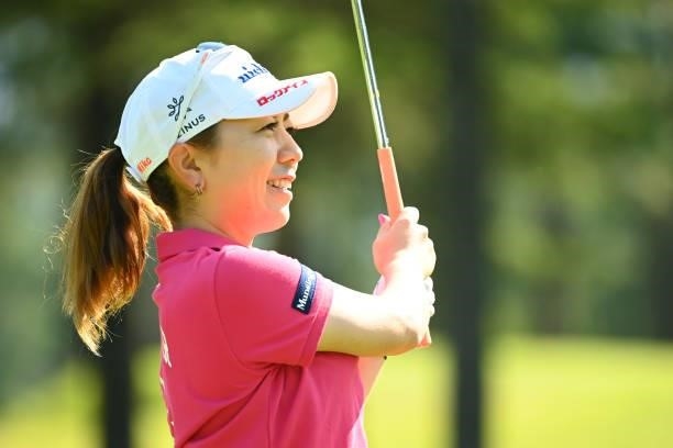 Mika Miyazato of Japan plays a shot on the 12th hole during the practice round of the Ai Miyazato Suntory Ladies Open at Rokko Kokusai Golf Club on...