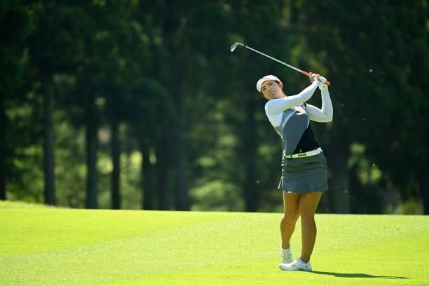 Ayaka Watanabe of Japan plays a shot on the 13th hole during the practice round of the Ai Miyazato Suntory Ladies Open at Rokko Kokusai Golf Club on...