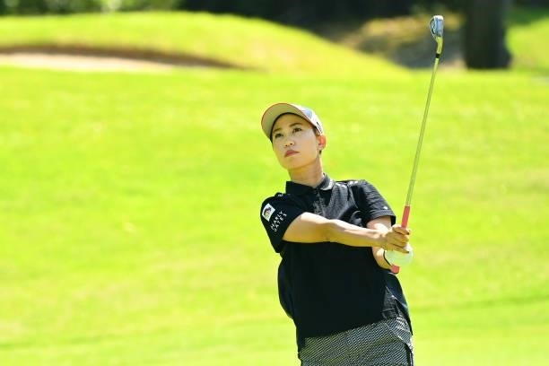 Momoko Ueda of Japan plays a shot on the 14th hole during the practice round of the Ai Miyazato Suntory Ladies Open at Rokko Kokusai Golf Club on...