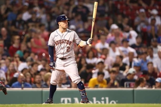Alex Bregman of the Houston Astros bats during a game against the Boston Red Sox at Fenway Park on June 8, 2021 in Boston, Massachusetts.