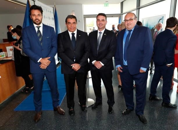 Flavio Bolsonaro, Member of the Brazilian Federal Senate; Ambassador Paolo Zampolli; Fabio Faria, Member of the Chamber of Deputies of Brazil; and...