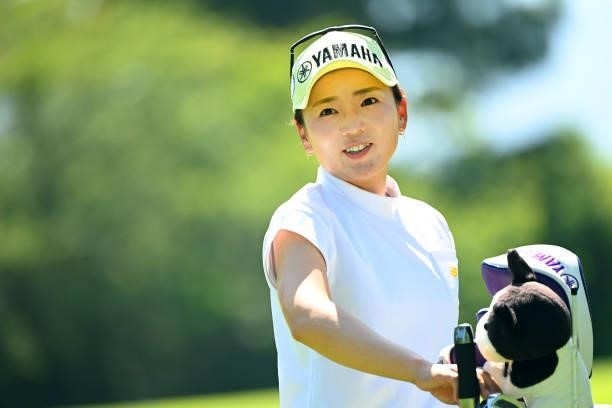 Chie Arimura of Japan is seen on the 14th hole during the practice round of the Ai Miyazato Suntory Ladies Open at Rokko Kokusai Golf Club on June 9,...