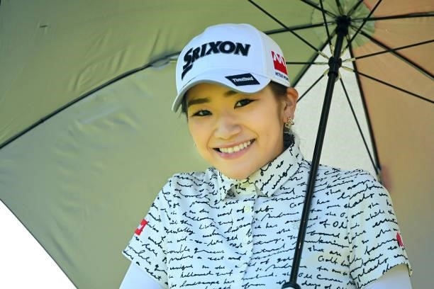 Ayano Yasuda of Japan smiles on the 14th hole during the practice round of the Ai Miyazato Suntory Ladies Open at Rokko Kokusai Golf Club on June 9,...