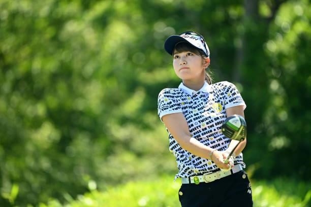 Hikari Tanabe of Japan hits her tee shot on the 14th hole during the practice round of the Ai Miyazato Suntory Ladies Open at Rokko Kokusai Golf Club...