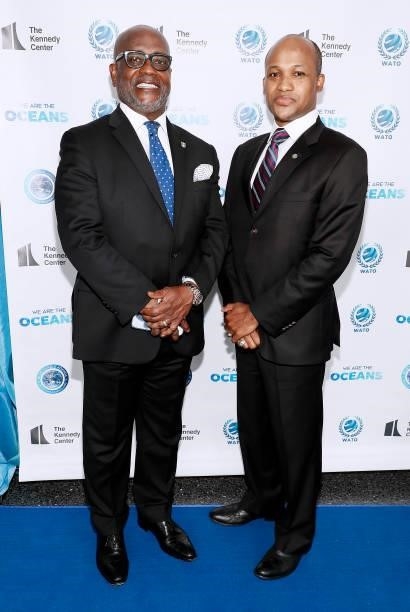 Ambassador of Barbados Noel Anderson Lynch and Jude Elie attend the We Are The Oceans - The World Oceans Day event at The Reach at The Kennedy Center...