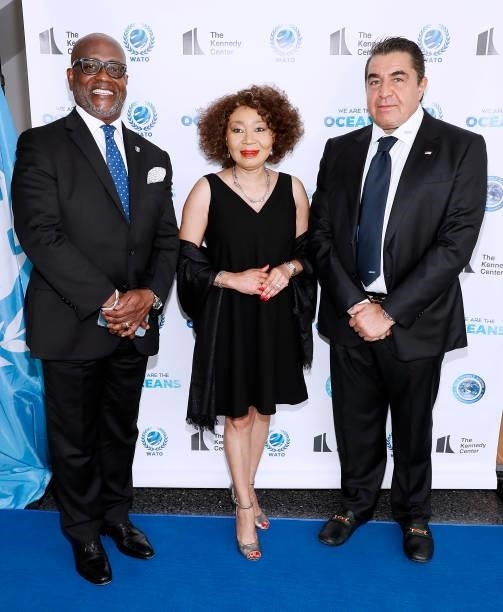 Ambassador of Barbados Noel Anderson Lynch, Deborah Lynch and Ambassador Paolo Zampolli attend the We Are The Oceans - The World Oceans Day event at...
