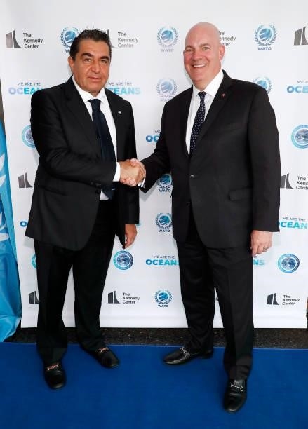 Ambassador Paolo Zampolli and R. Clarke Cooper, Senior Fellow, The Atlantic Council attend the We Are The Oceans - The World Oceans Day event at The...