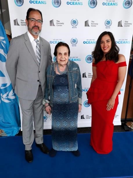 Richard Blair, Gloria Starr Kins and Franci Daluz attend the We Are The Oceans - The World Oceans Day event at The Reach at The Kennedy Center on...