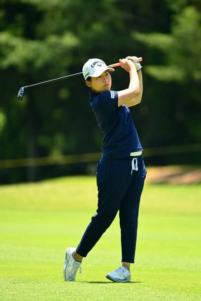 Seira Oki of Japan plays a shot on the 14th hole during the practice round of the Ai Miyazato Suntory Ladies Open at Rokko Kokusai Golf Club on June...