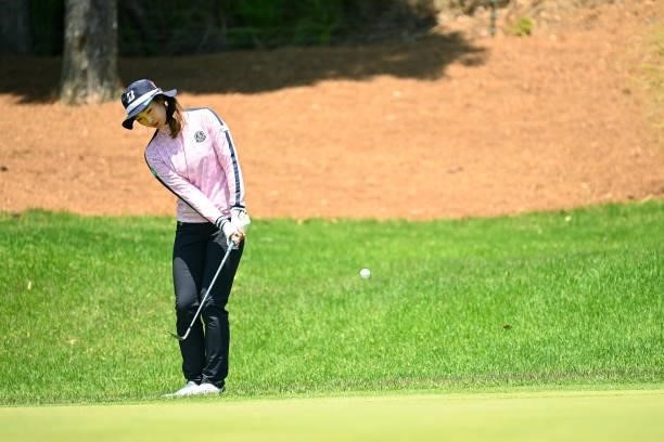 Rei Matsuda of Japan plays a shot on the 14th hole during the practice round of the Ai Miyazato Suntory Ladies Open at Rokko Kokusai Golf Club on...
