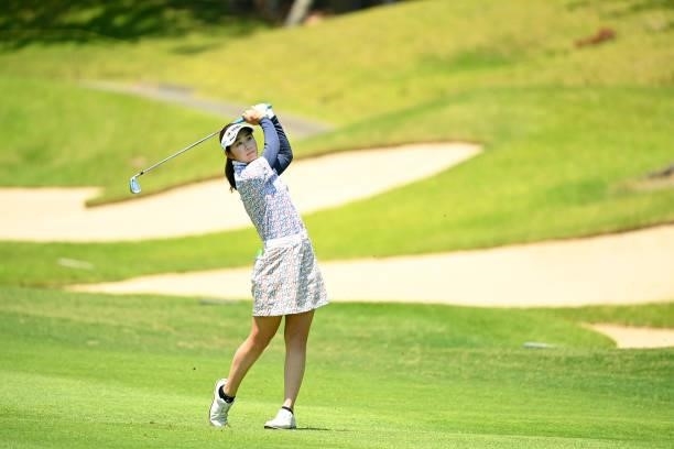 Nozomi Uetake of Japan plays a shot on the 12th hole during the practice round of the Ai Miyazato Suntory Ladies Open at Rokko Kokusai Golf Club on...