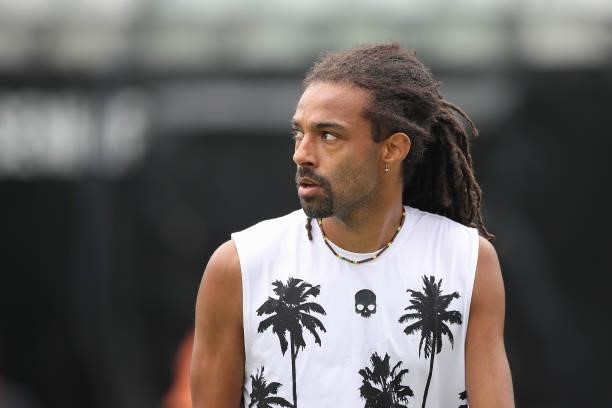 Dustin Brown of Germany looks on during day 2 of the MercedesCup at Tennisclub Weissenhof on June 08, 2021 in Stuttgart, Germany.