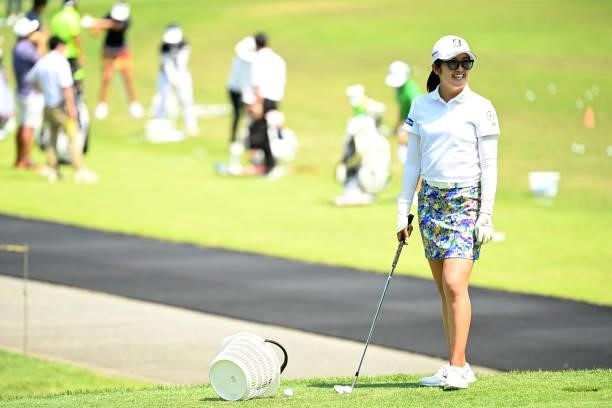 Mone Inami of Japan is seen during the practice round of the Ai Miyazato Suntory Ladies Open at Rokko Kokusai Golf Club on June 9, 2021 in Kobe,...