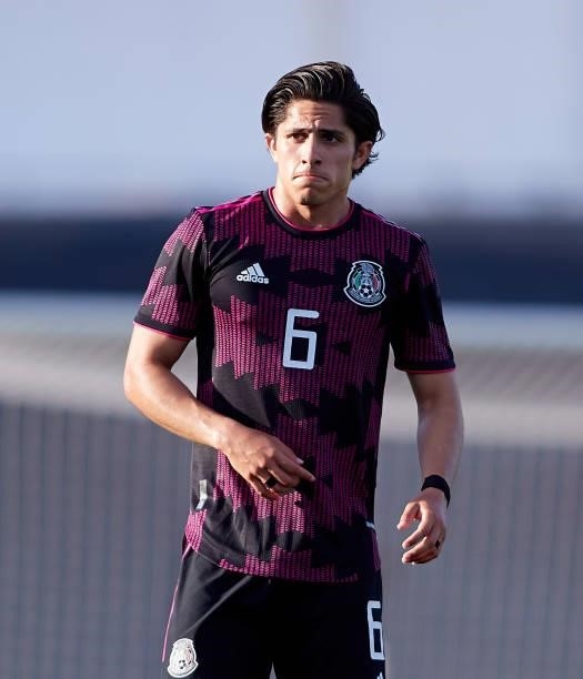 Alan Cervantes of Mexico looks on during a International Friendly Match between Mexico and Saudi Arabia on June 08, 2021 in Marbella, Spain.