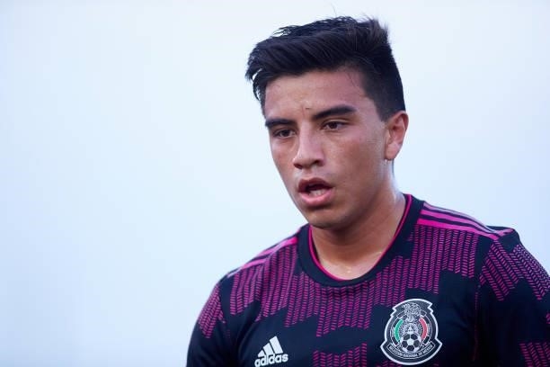 Carlos Uriel Antuna of Mexico looks on during a International Friendly Match between Mexico and Saudi Arabia on June 08, 2021 in Marbella, Spain.