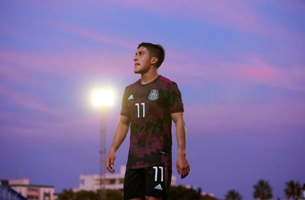 Roberto Carlos Alvarado Hernandez of Mexico looks on during a International Friendly Match between Mexico and Saudi Arabia on June 08, 2021 in...