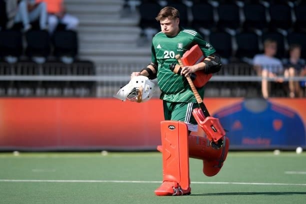 Goalkeeper Ollie Payne of England during the Euro Hockey Championships match between Spanje and Engeland at Wagener Stadion on June 8, 2021 in...
