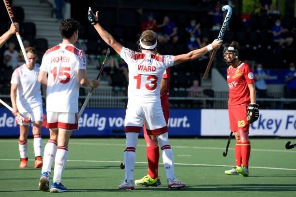 Sam Ward of England during the Euro Hockey Championships match between Spanje and Engeland at Wagener Stadion on June 8, 2021 in Amstelveen,...