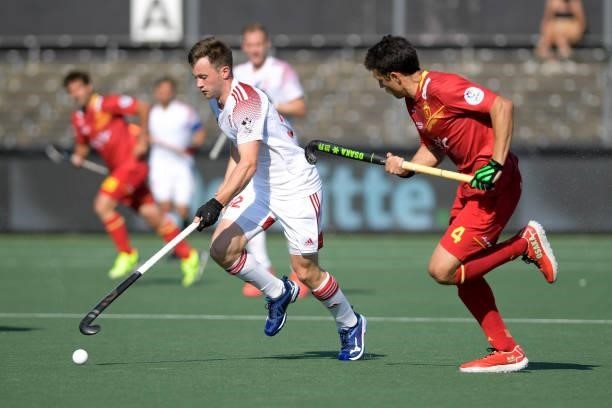 David Condon of England during the Euro Hockey Championships match between Spanje and Engeland at Wagener Stadion on June 8, 2021 in Amstelveen,...