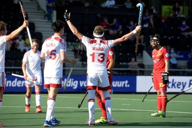 Sam Ward of England during the Euro Hockey Championships match between Spanje and Engeland at Wagener Stadion on June 8, 2021 in Amstelveen,...
