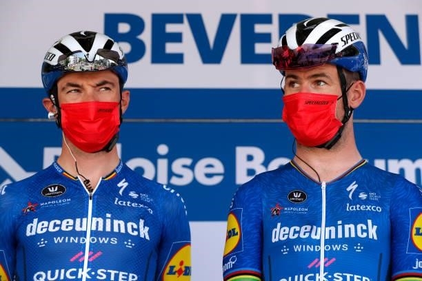 Yves Lampaert of Belgium & Mark Cavendish of The United Kingdom and Team Deceuninck - Quick-Step at start during the 90th Baloise Belgium Tour 2021,...